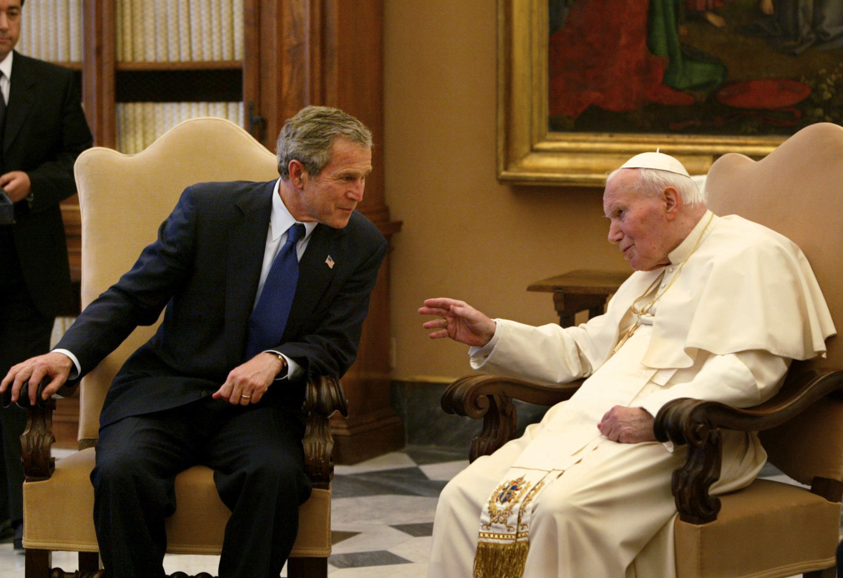 2002: Pope John Paul II and President George W. Bush